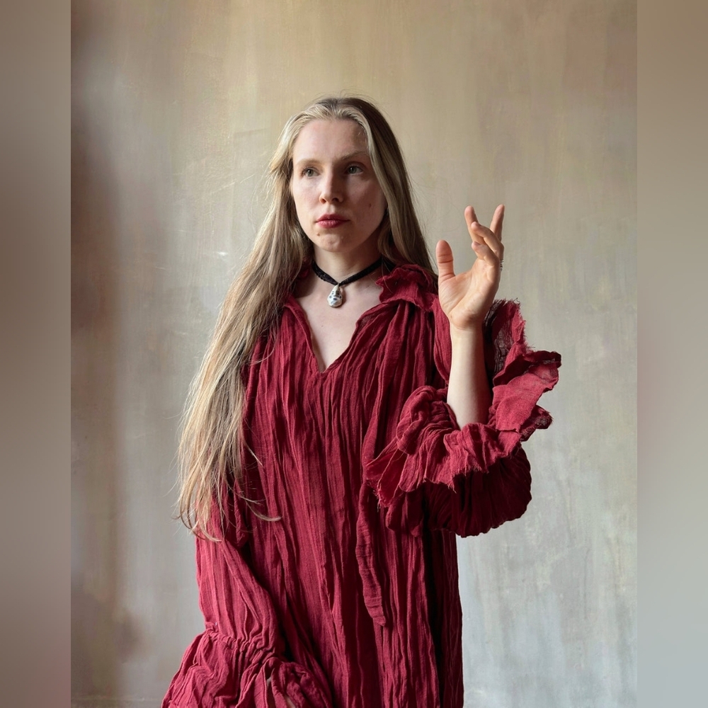 NWT Nuit Clothing Atelier Maxi Alchemist In Rust Red Linen - Picture 3 of 8